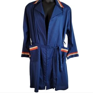 Vintage 60s robe blue with striped trim perm press‎  Mens M Or Womans